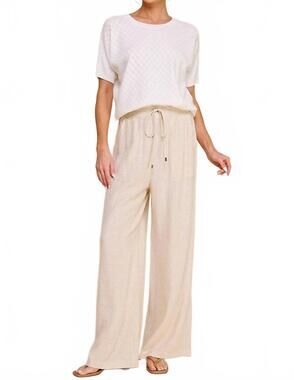 NEW ALLIE ROSE soft linen wide leg pants in natural